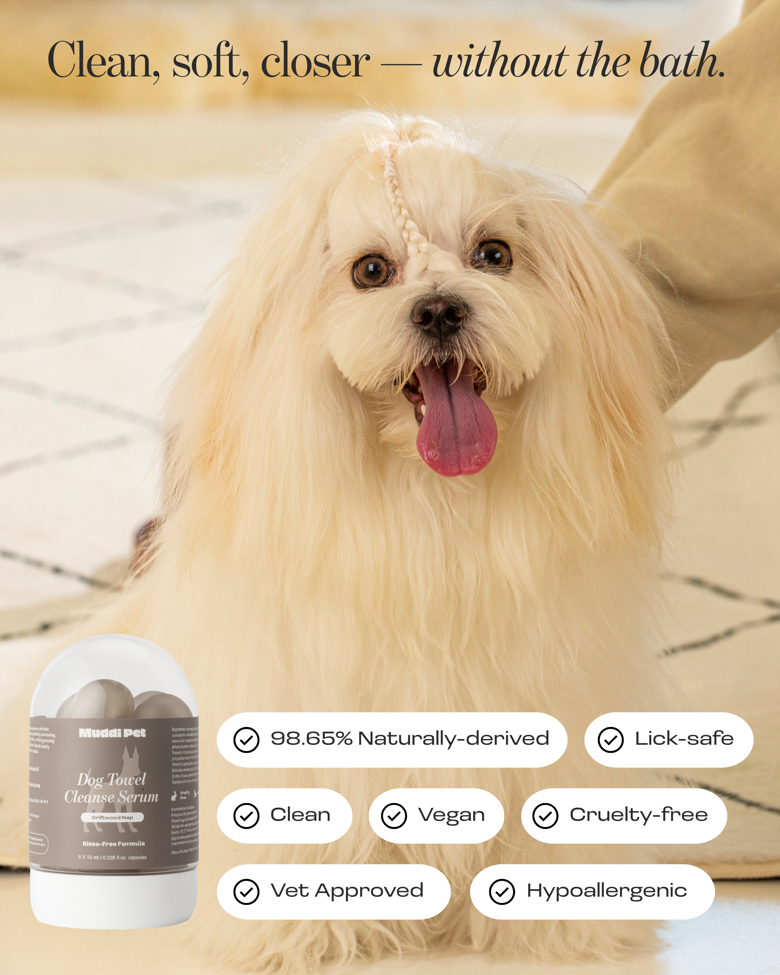 Dog Concentrated Rinse-Free Towel Cleanse Serum