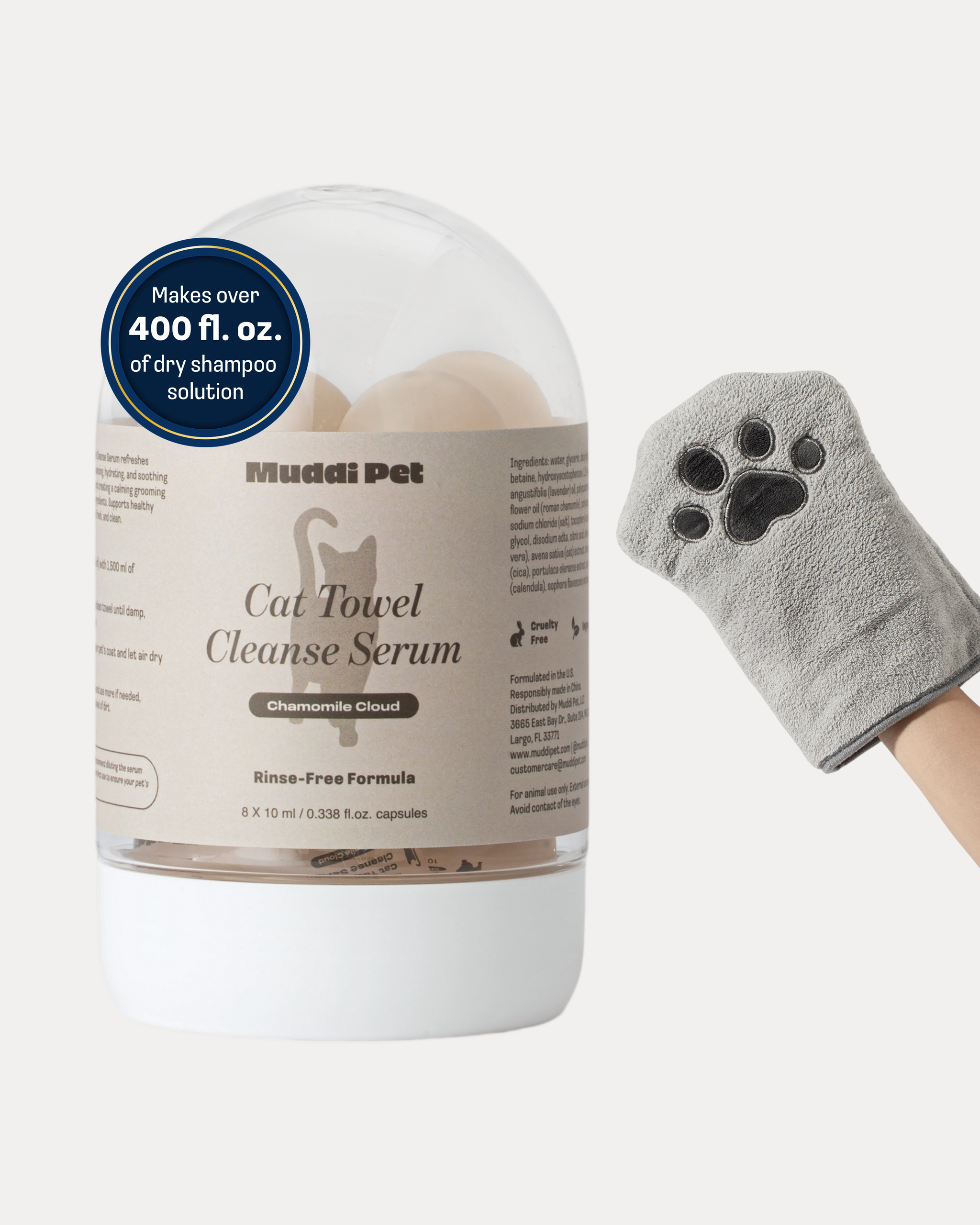 Cat Rinse-Free Towel Cleanse Serum | Muddi Pet