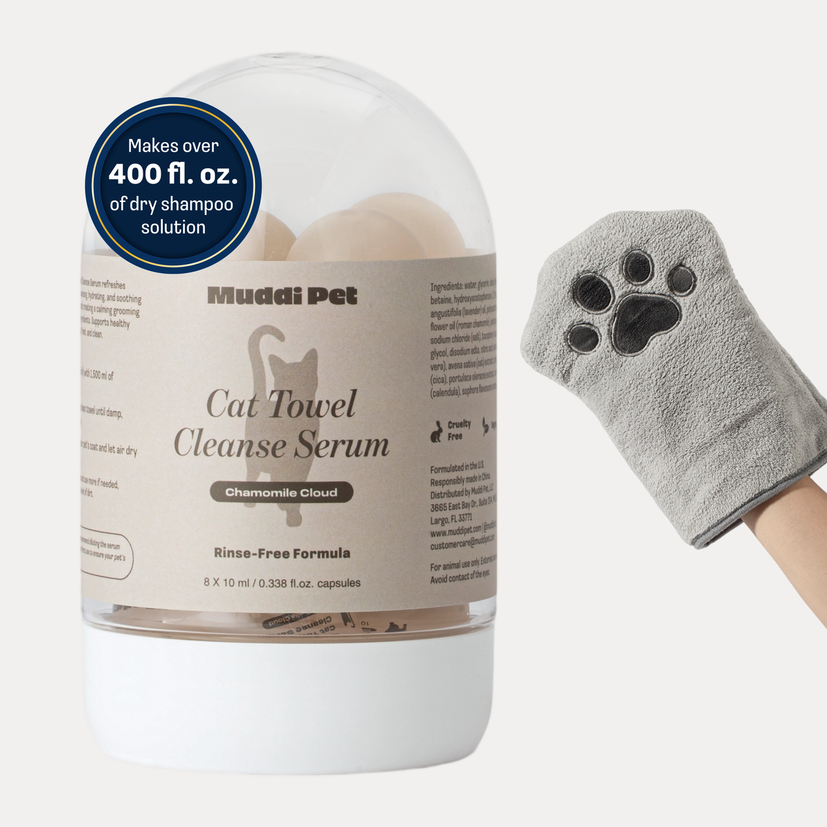 Cat Rinse-Free Towel Cleanse Serum | Muddi Pet