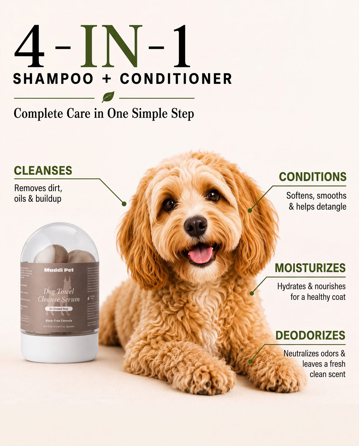 Dog Concentrated Rinse-Free Towel Cleanse Serum